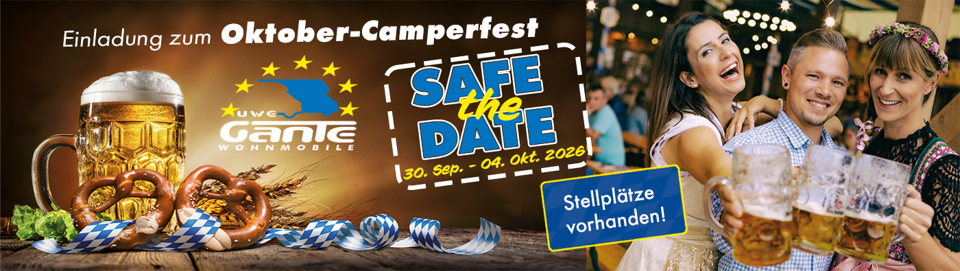 Einladung zum Oktober-Camperfest bei Reisemobil Uwe Gante vom 30.9.2026 bis 4.10.2026